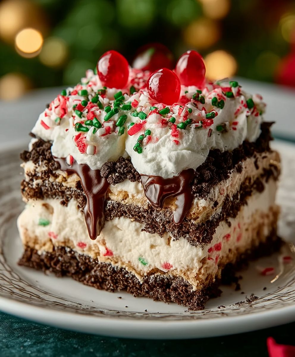 No-Bake Christmas Oreo Lasagna