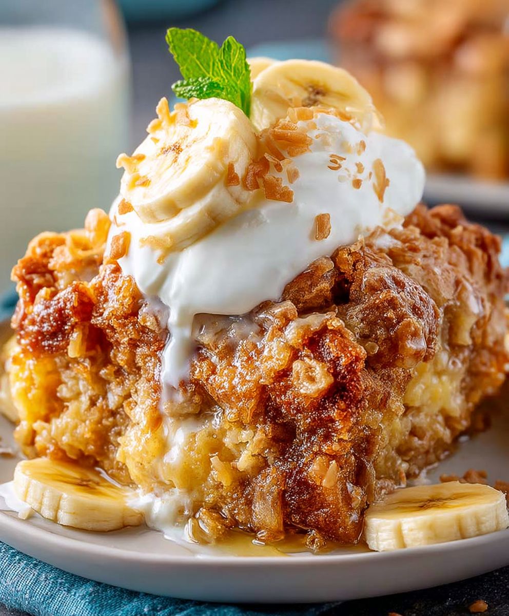 Moist Banana Bread Cobbler
