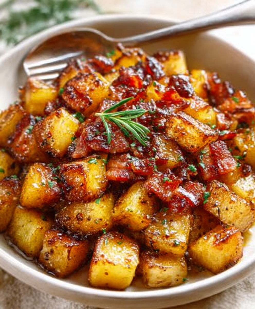 Crispy Bacon Honey Roasted Potatoes