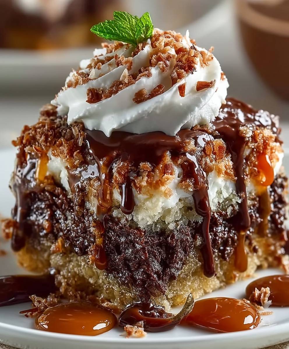 German chocolate poke cake