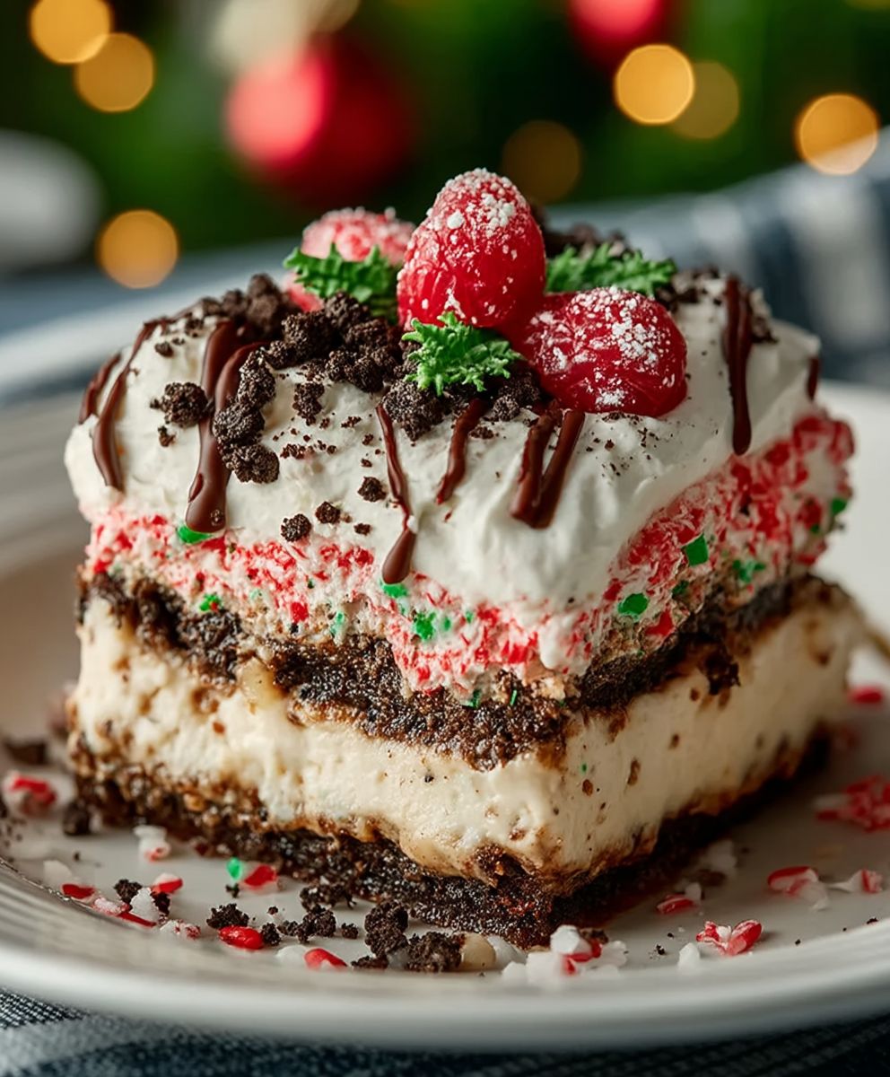No-Bake Christmas Oreo Lasagna