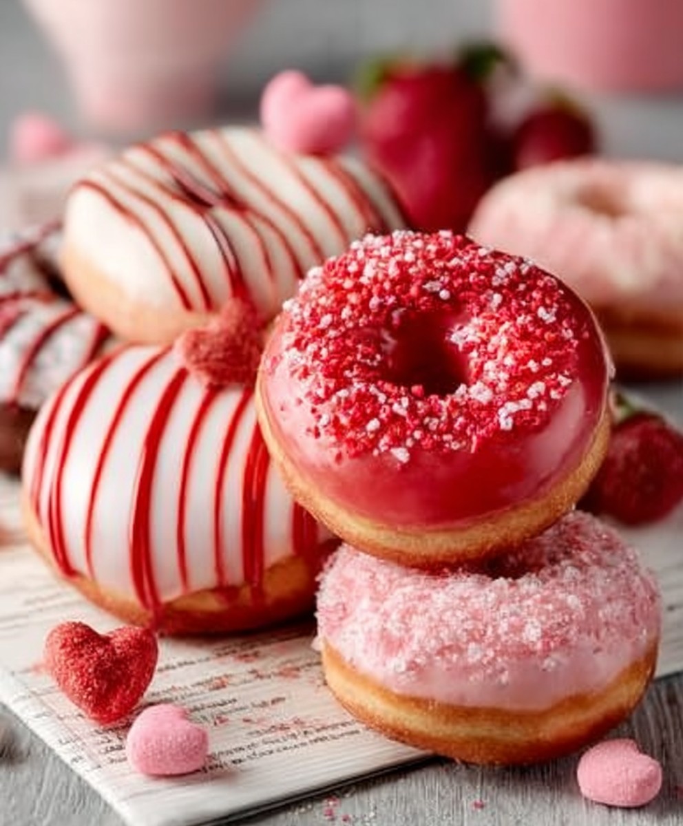 Valentine's Day Strawberry Donuts