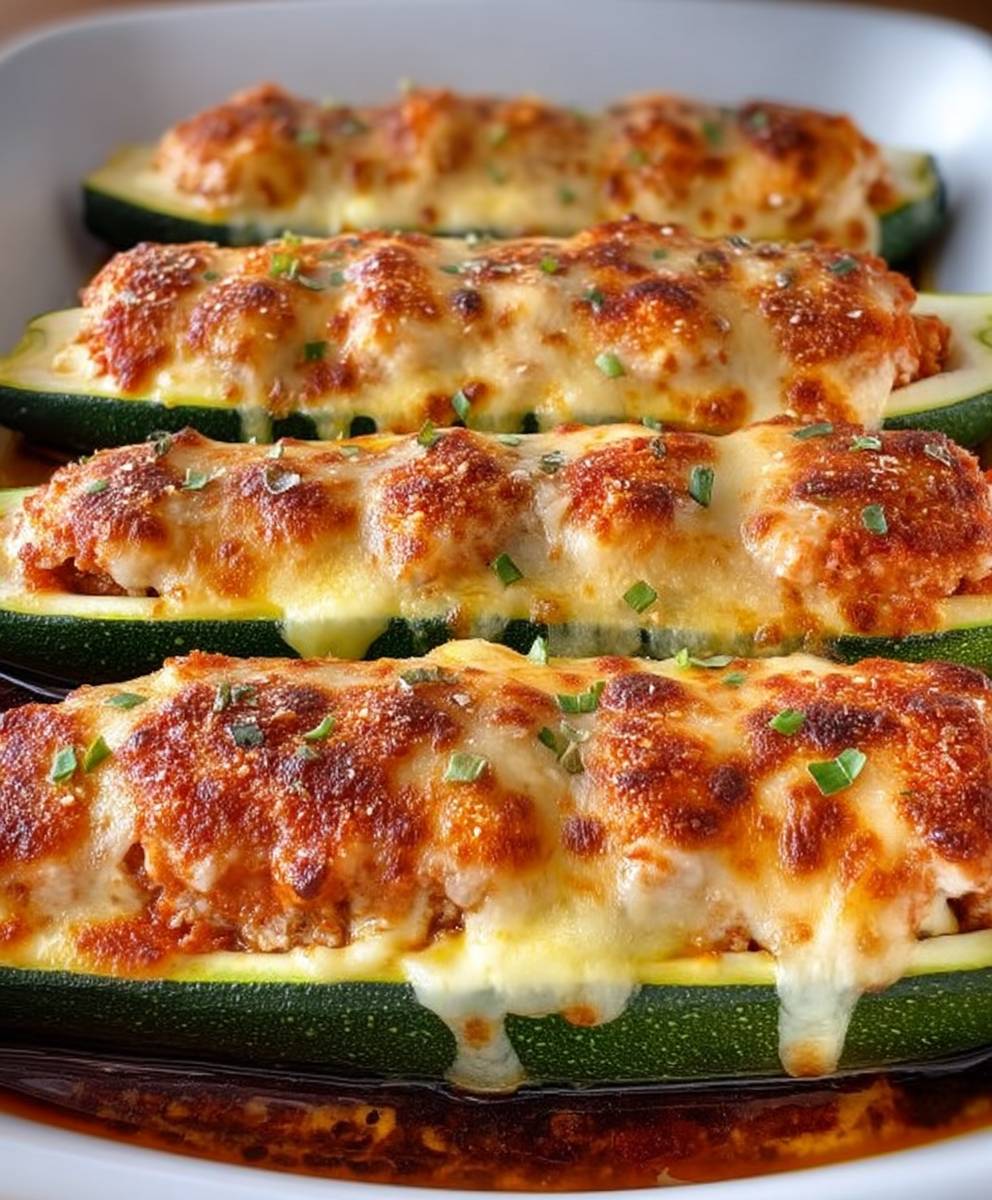 Chicken Parmesan Zucchini Boats