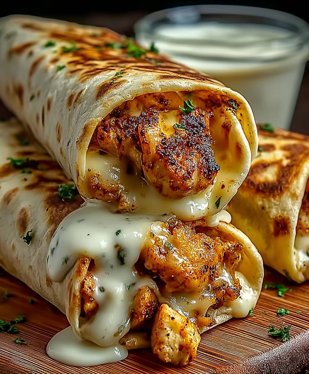 Cheesy Garlic Chicken Wraps