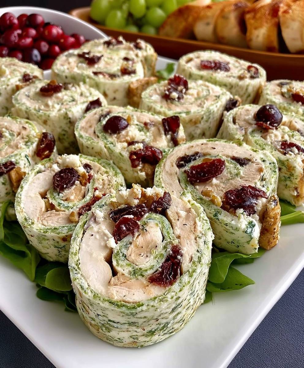 Chicken Cranberry Salad Pinwheel Sandwiches | Easy Party Appetizer image 2