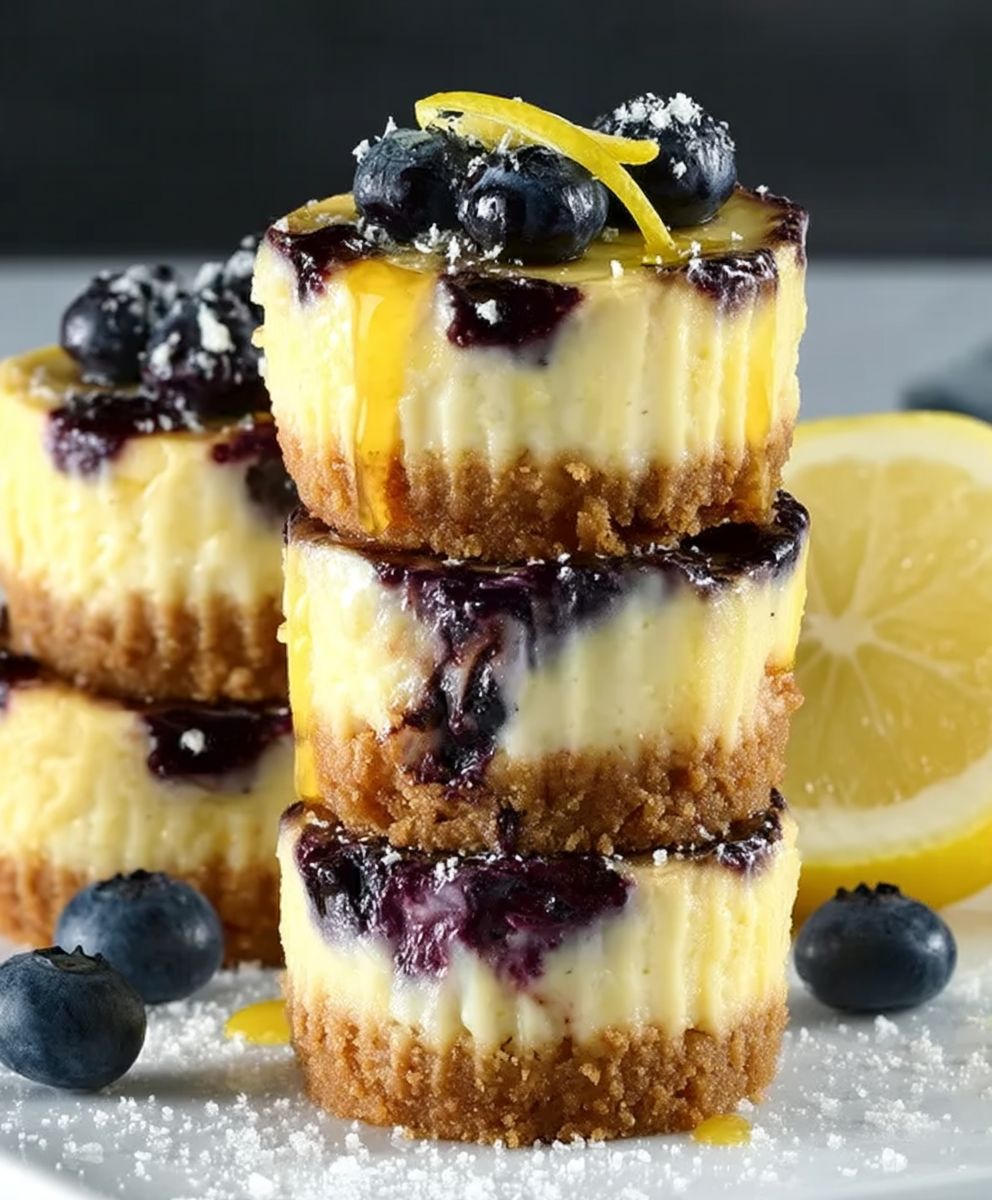 Mini Lemon Blueberry Cheesecakes | Juicy Fresh Fruity Dessert Recipe image 2