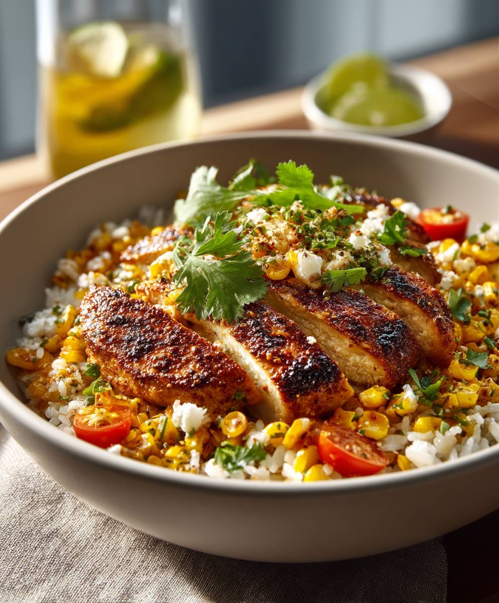 Street Corn Chicken Rice Bowl | Easy Flavorful Weeknight Dinner Recipe image 2