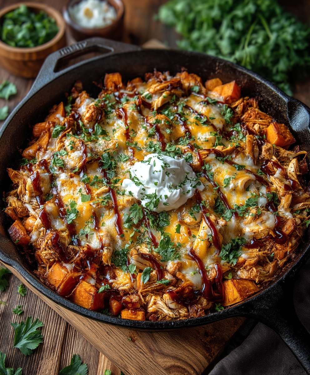 Sweet Potato BBQ Chicken Skillet | Easy Cheesy Family Dinner Recipe image 2