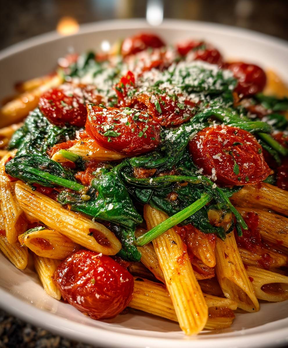 Spinach Tomato Pasta | Easy Healthy Vegetarian Dinner Recipe image 2